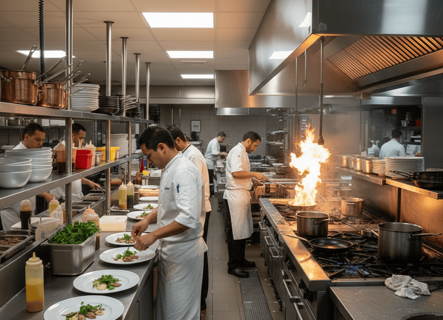 Restaurant service professionals working together